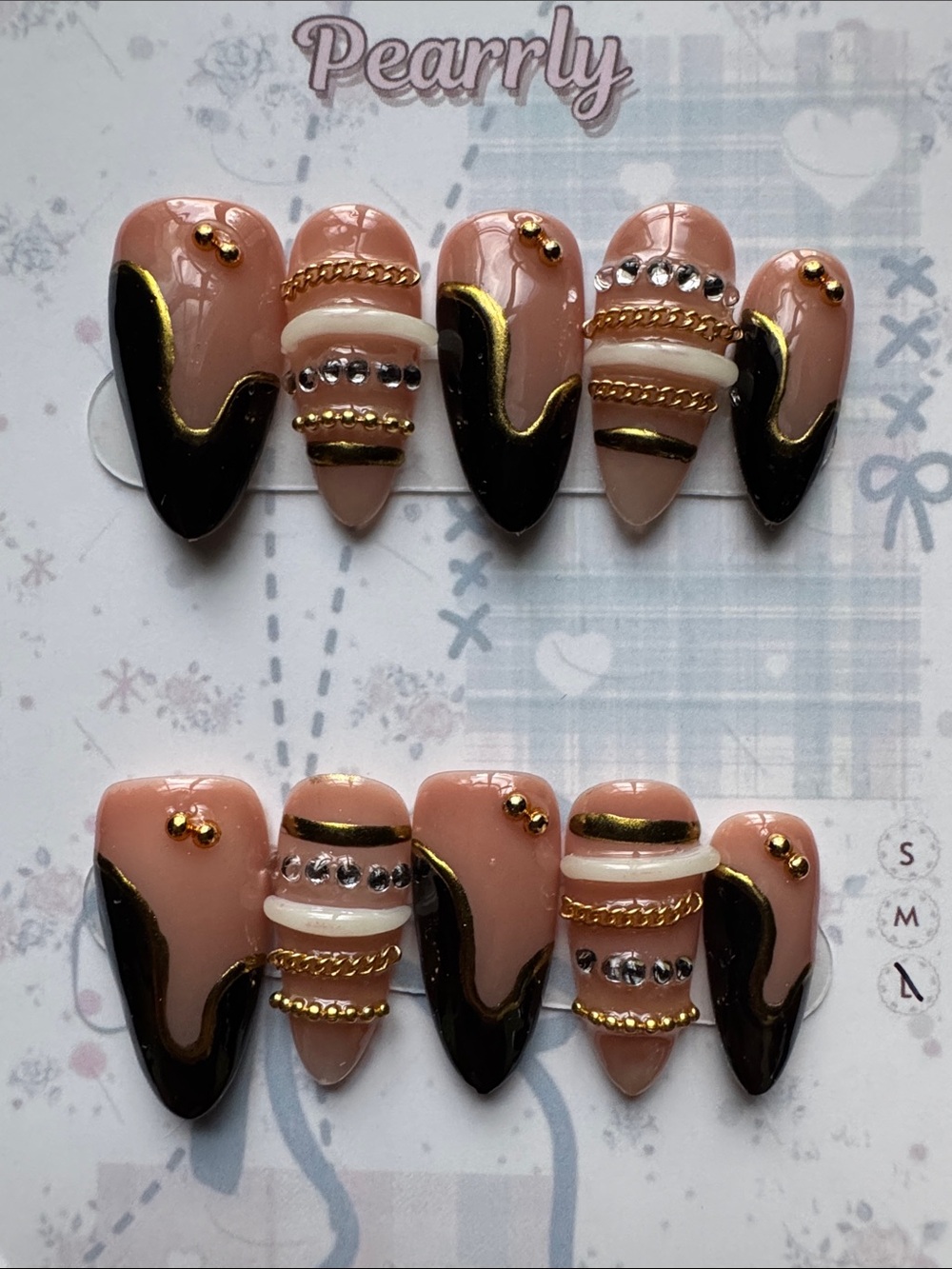 Black & Gold Bangle Press-On Nails
